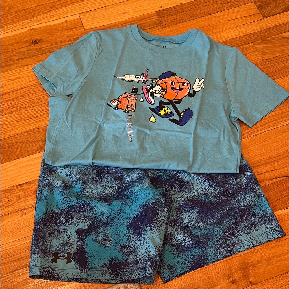 Under Armour Teal Graphic Tee and Shorts Set